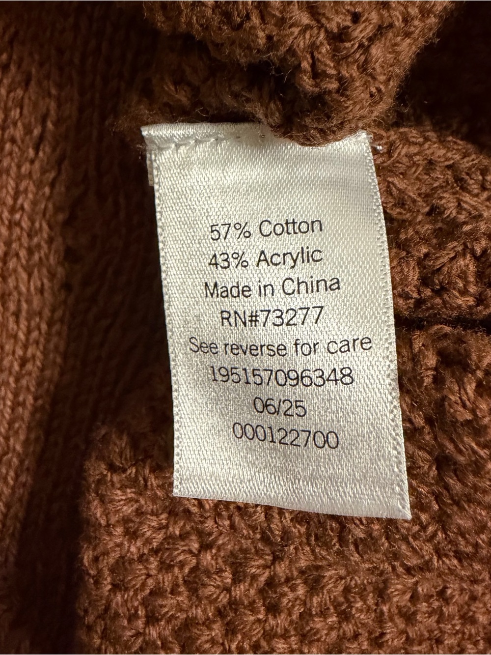 NWT - Sonoma Cable Knit Men's Sweater - Brown - Picture 6 of 7
